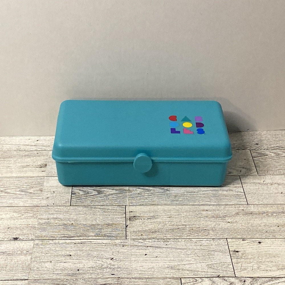 Vintage 1990s Caboodles Turquoise Jewelry Or Makeup Organizing Case Y2K 8x4x2"